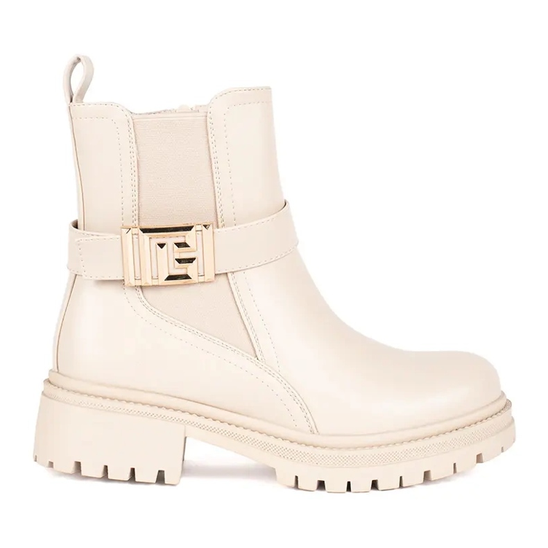 Seastar Krémszínű klasszikus bokacsizma dekoratív pánttal bézs