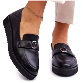 Női Vinceza bőr mokaszin alacsony ékkel, fekete Női Vinceza bőr mokaszin alacsony ékkel, fekete