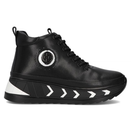 Filippo DBT4214/24 Bk Wh bőr platformcsizma, fekete