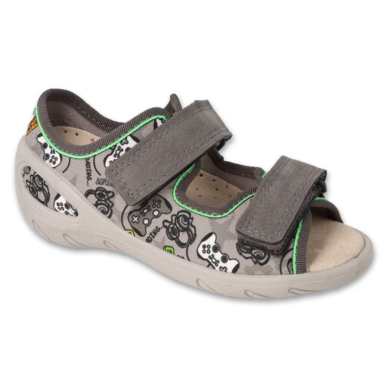 Befado gyerekpapucs tépőzárral, bőr betéttel 063X021, szürke