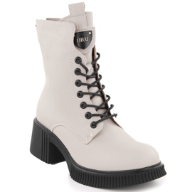 Bézs színű női bőr bokacsizma Vinceza 66671