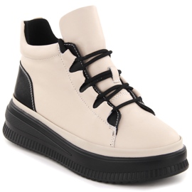 Női hőszigetelt bőrcsizma, bézs, Artiker 55C1051