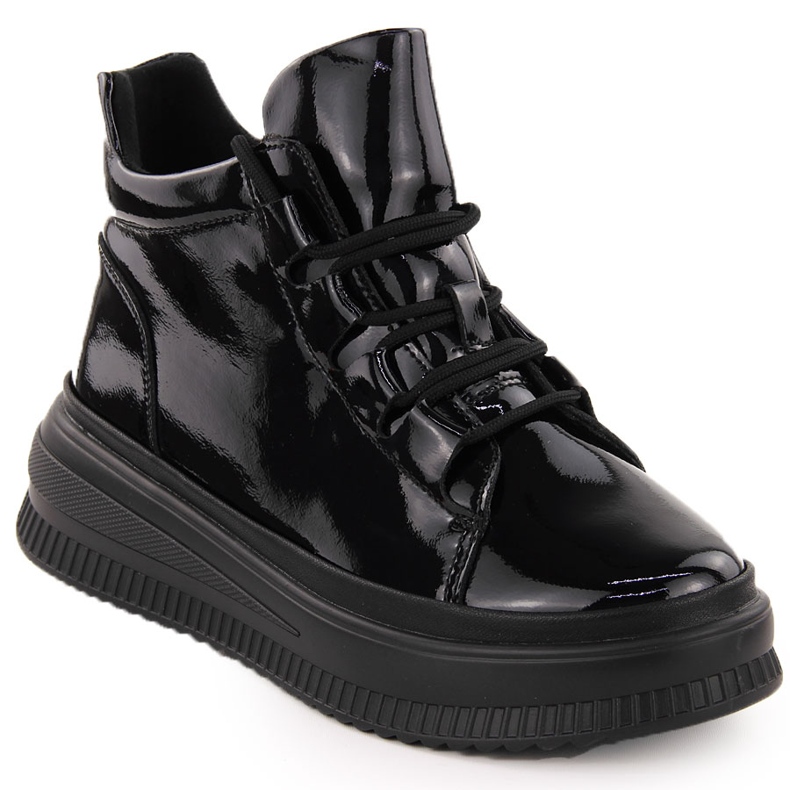 Női lakkbőr szigetelt fekete csizma Artiker 55C1049