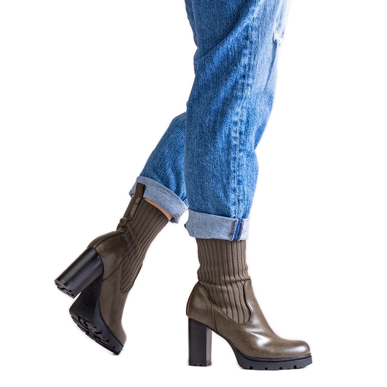 Zöld bokacsizma Asera öko bőrből