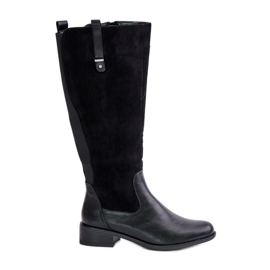 Jezzi Női szigetelt térd feletti csizma cipzárral, fekete Ivasira