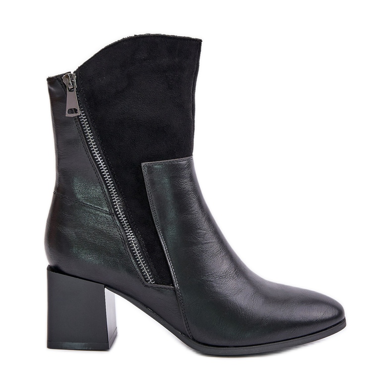 Hőszigetelt női magassarkú csizma, fekete Relabina