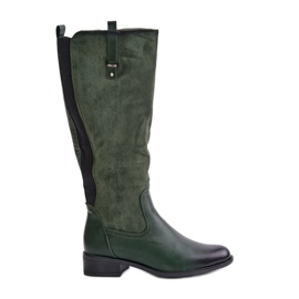 Jezzi Hőszigetelt, térd feletti női csizma cipzárral, zöld Ivasira