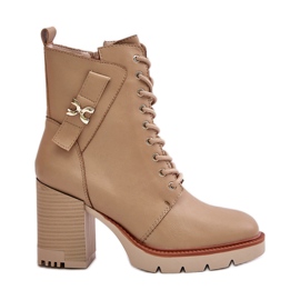 Jezzi Bézs szigetelt bokacsizma arany részlettel Ivarisse