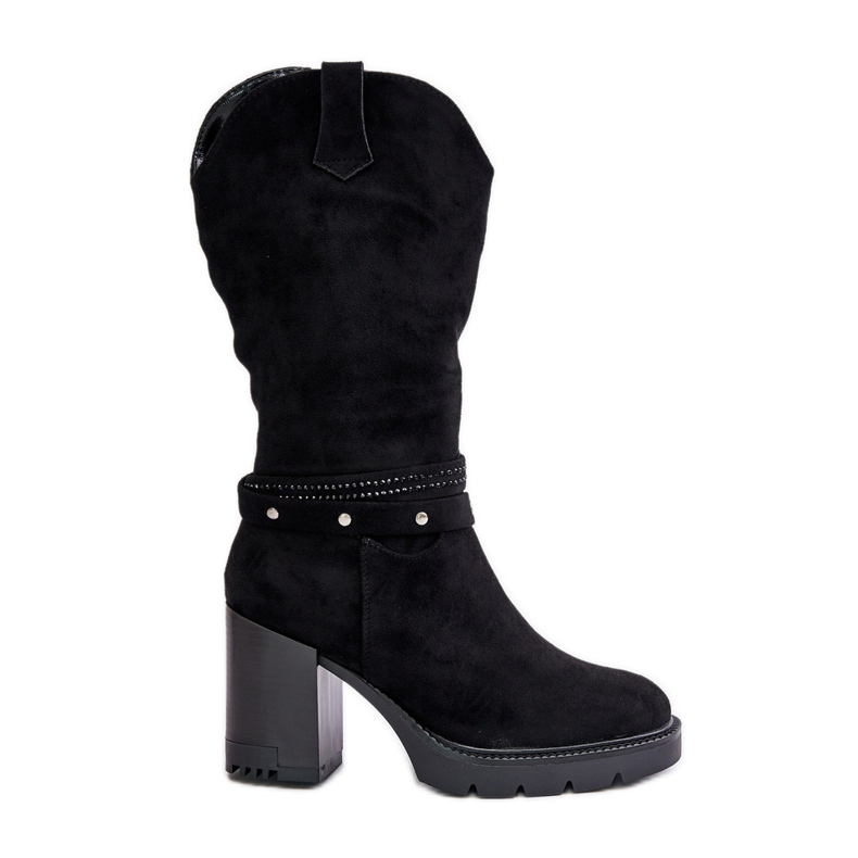 Jezzi Női lábszárközépig érő magassarkú meleg csizma, fekete Ivanelis Jezzi Női lábszárközépig érő magassarkú meleg csizma, fekete Ivanelis