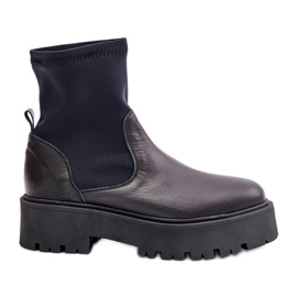 Zazoo 2947 női bebújós csizma természetes bőrből, fekete