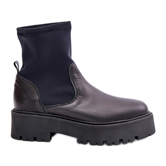 Zazoo 2947 női bebújós csizma természetes bőrből, fekete