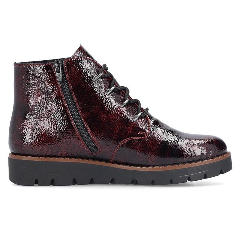 Női bordó lakkozott bokacsizma Rieker 44902-35 piros