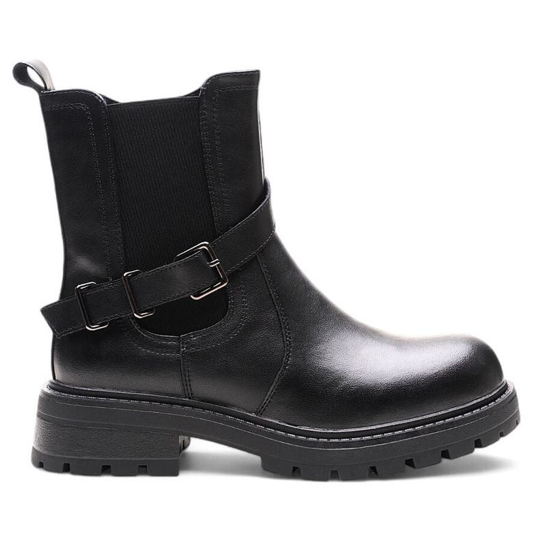 Bőr női bokacsizma csattal, fekete Sergio Leone TR719-S