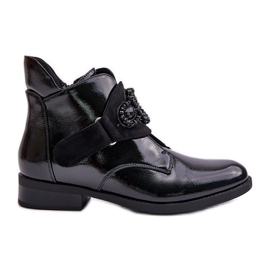 Patent női csizma díszítéssel, szigetelt S.Barski HY42-021 fekete