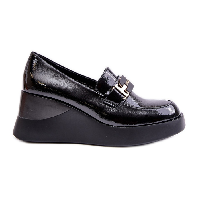 Vinceza 58337 Black Patent Wedge mokaszin fekete