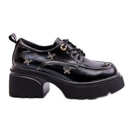 Szabadalmaztatott női cipők díszítéssel természetes bőr Artiker 55C0419 fekete
