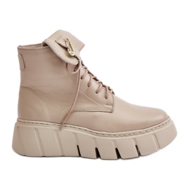 Zazoo 60511 női bőrcsizma a meleg bézs színű platformon Zazoo 60511 női bőrcsizma a meleg bézs színű platformon