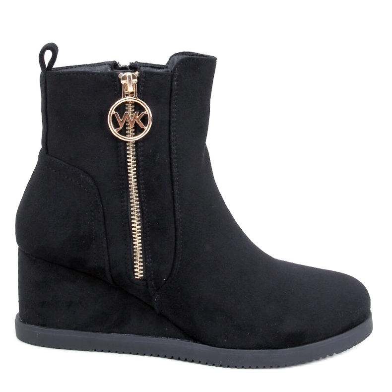 Vavin Fekete ékelt bokacsizma arany cipzárral