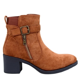 Klasszikus Irving Camel magas sarkú bokacsizma barna