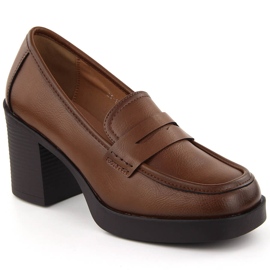 Női magassarkú cipő, barna Potocki 12451