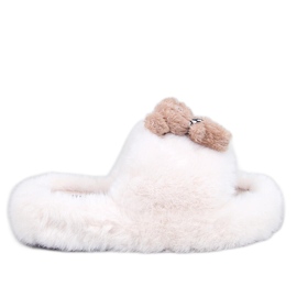 Bando Beige szőrme papucs macival bézs Bando Beige szőrme papucs macival bézs