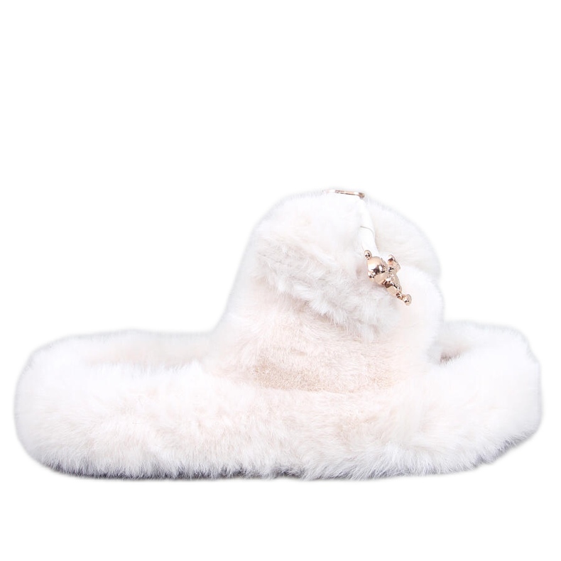 Burano Beige szőrme papucs masnival és macival bézs Burano Beige szőrme papucs masnival és macival bézs