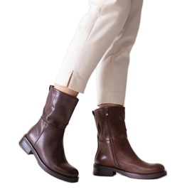 Barna klasszikus bokacsizma Atiena öko bőrből