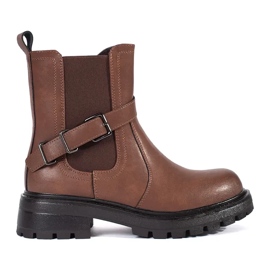 Női barna bőr Chelsea csizma Sergio Leone platformmal