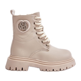 Bézs Evaliraea lány csizma szőrme béléssel és cipzárral