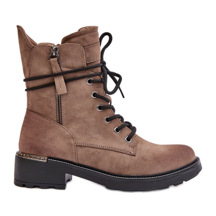 High Worker Bokacsizma cipzárral, Sötétbézs Maisa