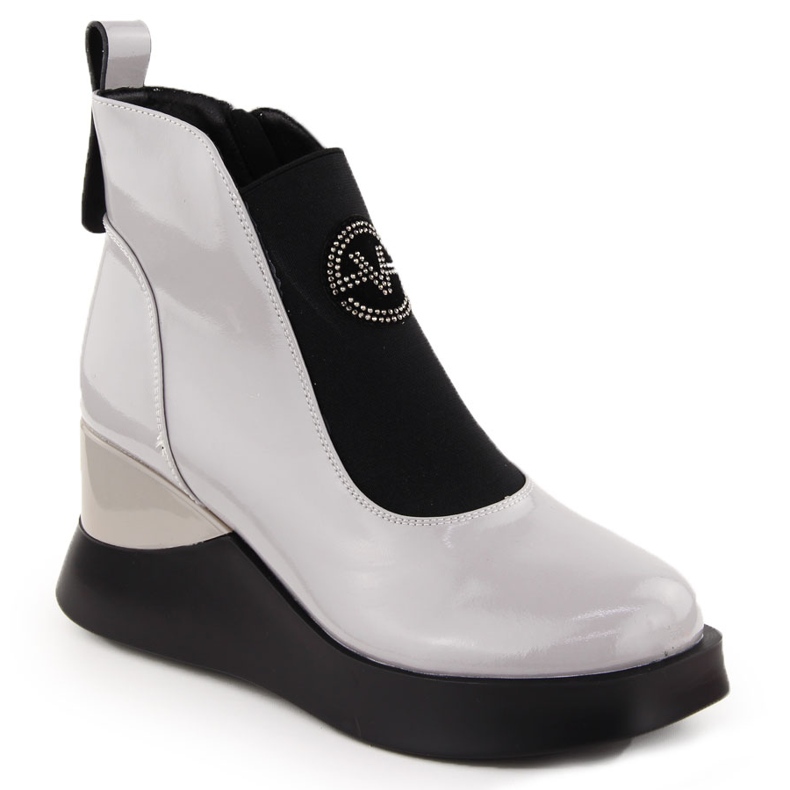 Szürke női bőr ékcsizma Vinceza 66703