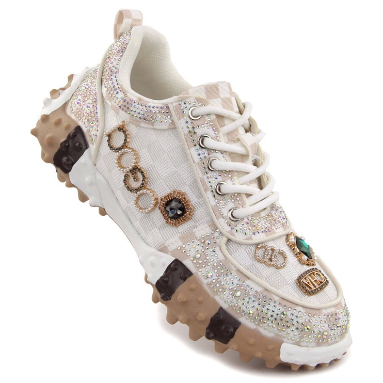 Cirkonokkal gazdagon díszített női cipő, fehér Potocki 16324