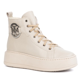 Olivier Női hőszigetelt bőr téli csizma 1174, bézs