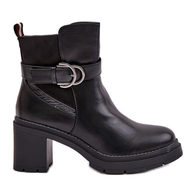 Női magassarkú csizma, meleg, cipzáras, fekete Inabelle