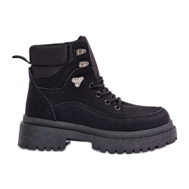 Női Trapper csizma Fűzős fekete Rabaria