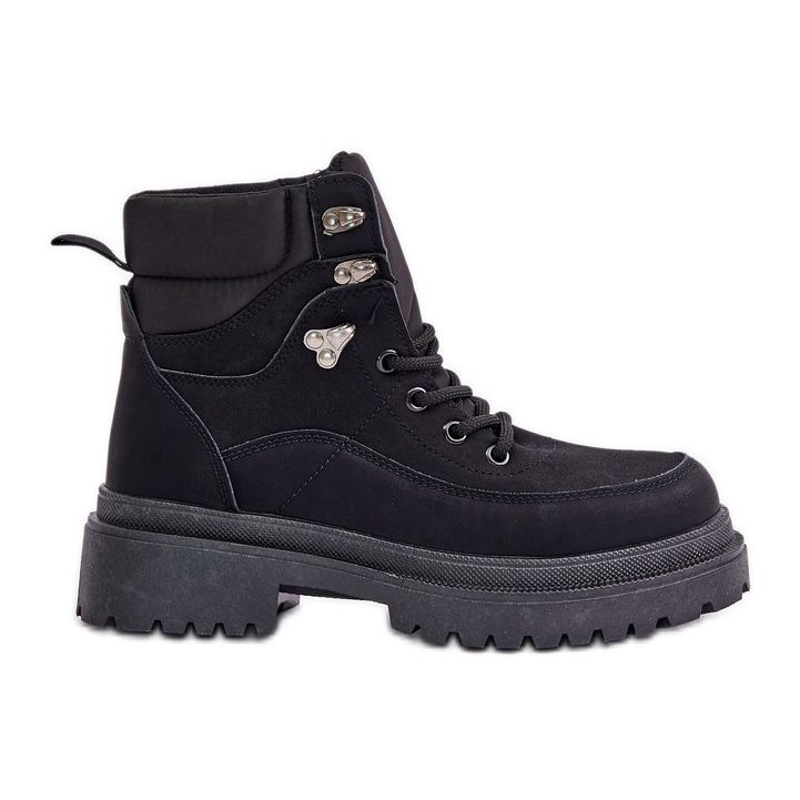 Női Trapper csizma Fűzős fekete Rabaria