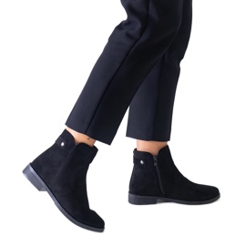 Fekete klasszikus bokacsizma Pereia öko-velúrból