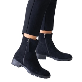 Fekete magas bokacsizma Zahra öko-velúr platformon