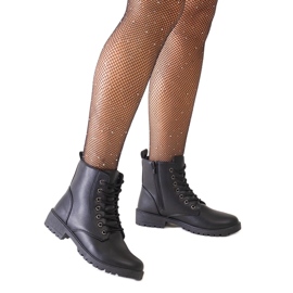 Fekete öko-bőr munkáscsizma a Barosa platformon