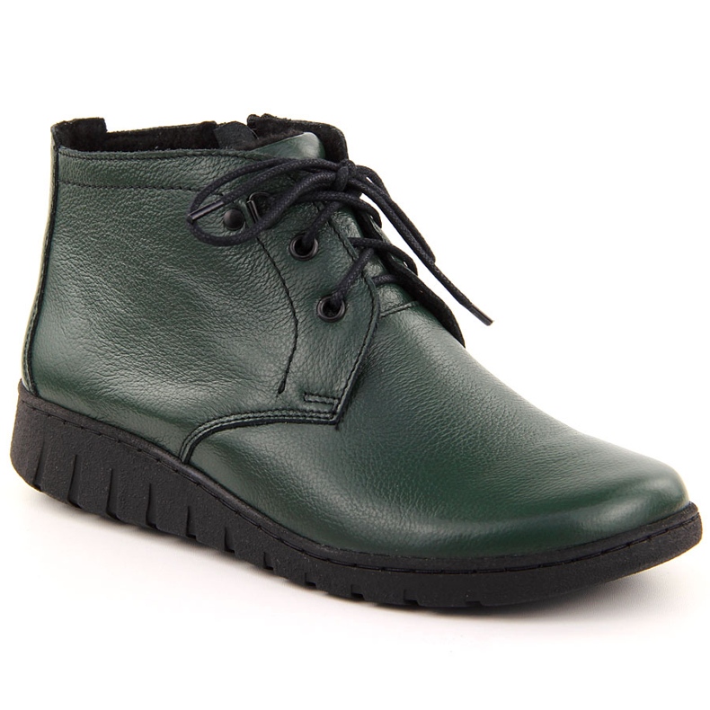 Női bőr szigetelt bokacsizma, zöld Helios 501