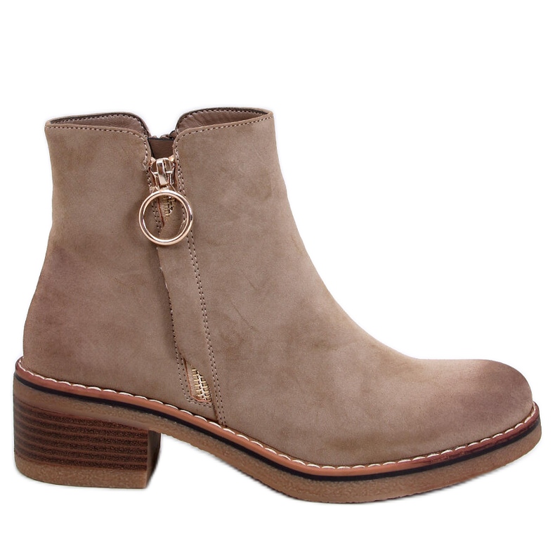 Levere Khaki nubuk alacsony sarkú bokacsizma bézs