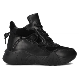 Filippo DBT6367/24 Bk bőr platformcsizma, fekete