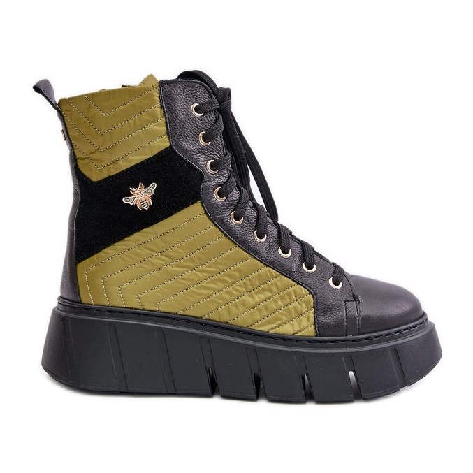 Bőr bokacsizma a platformon Maciejka 06751-01 Fekete