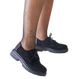 Fekete alkalmi fűzős cipő Kalila öko-velúrból