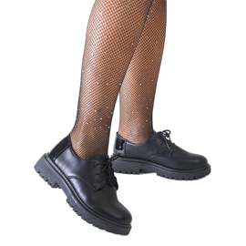 Fekete alkalmi fűzős cipő Kalila ökobőrből