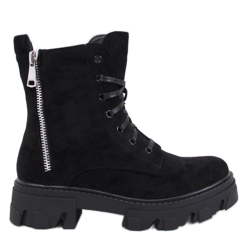 Healy Black fűzős bokacsizma vastag talppal fekete