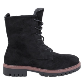 Simmer Fekete velúr fűzős bokacsizma