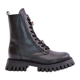 Bőr munkáscsizma cipzárral, CheBello 4553 fekete