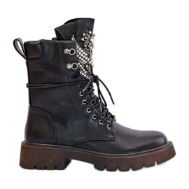 S.Barski Eco bőr munkáscsizma dekorációval szigetelt D&A MR880-080 fekete S.Barski Eco bőr munkáscsizma dekorációval szigetelt D&A MR880-080 fekete