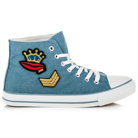 Magas Cipők a Kötözésen kék Magas Cipők a Kötözésen kék